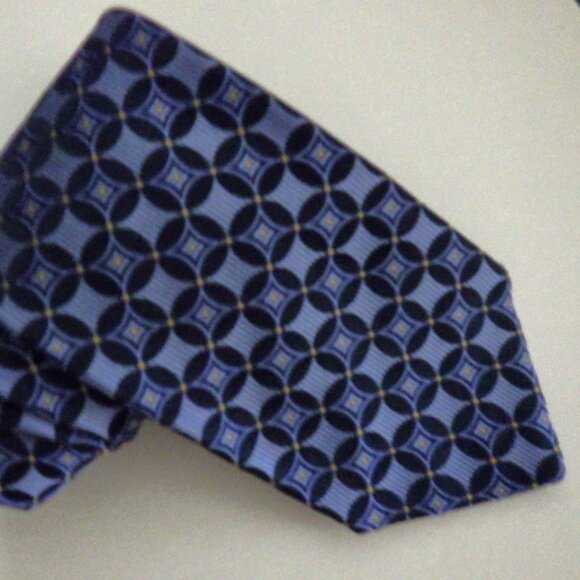 Giorgio Sappini Mens Necktie Blue Yellow Geometric Italy 100% Silk 4" X 56" - Picture 1 of 4